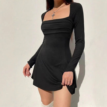 Damen Minikleid Eleganter Ausschnitt Figurbetont Schwarz - Norvielle