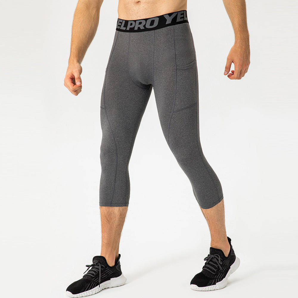 Herren Sport-Kompressionshose Atmungsaktives Mesh Mit Taschen