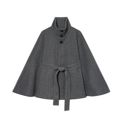 Damen Umhangjacke Wollmix Taillengürtel Norvielle