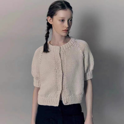 Damen Strickpullover Puffärmel Norvielle
