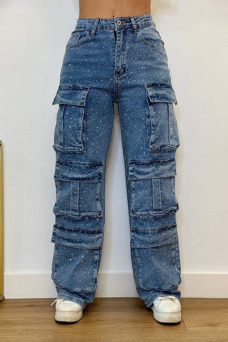 Damen Cargo-Hose Trend-Taschen Modern Wasch-Effekt