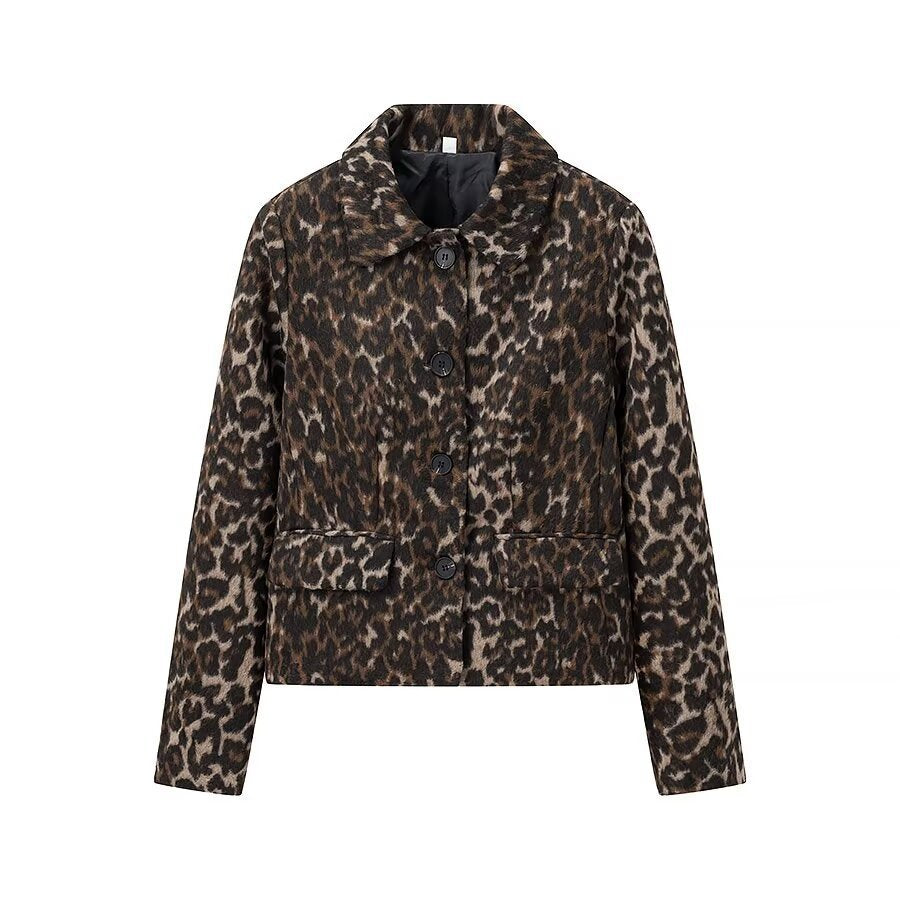Damen Kurzmantel Leo-Muster Norvielle