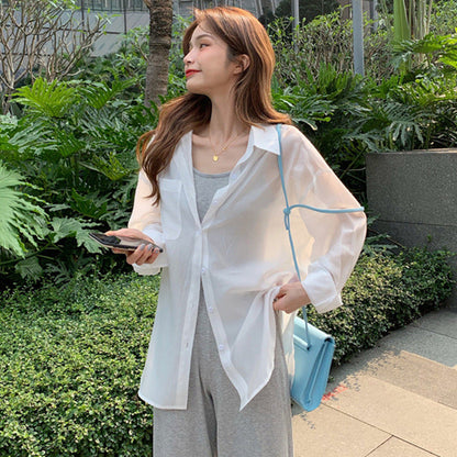Damen Bluse Transparent Moderner Schnitt Locker Norvielle