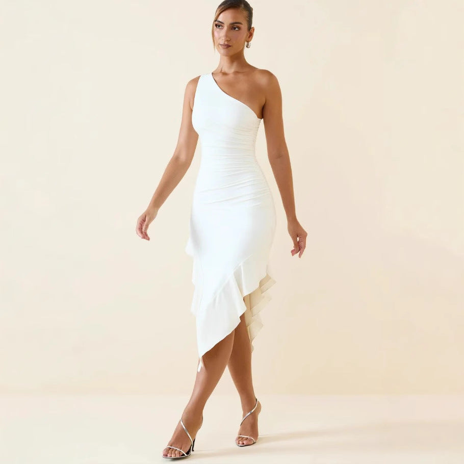 Damen Asymmetrisches Wickelkleid mit Drapierung und Schlitz - Norvielle