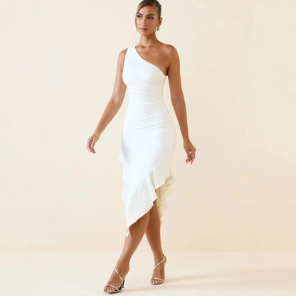 Damen Asymmetrisches Wickelkleid mit Drapierung und Schlitz - Norvielle