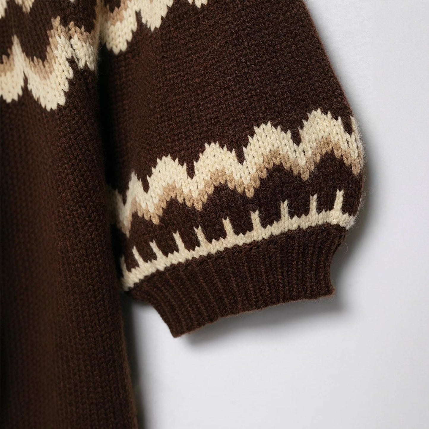 Damen Strickpullover Norweger Muster Überschnittene Schultern
