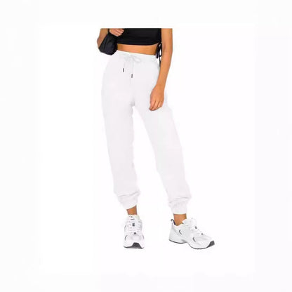 Damen Sport-Sweatpants Elastischer Bund Mit Kordelzug Beige