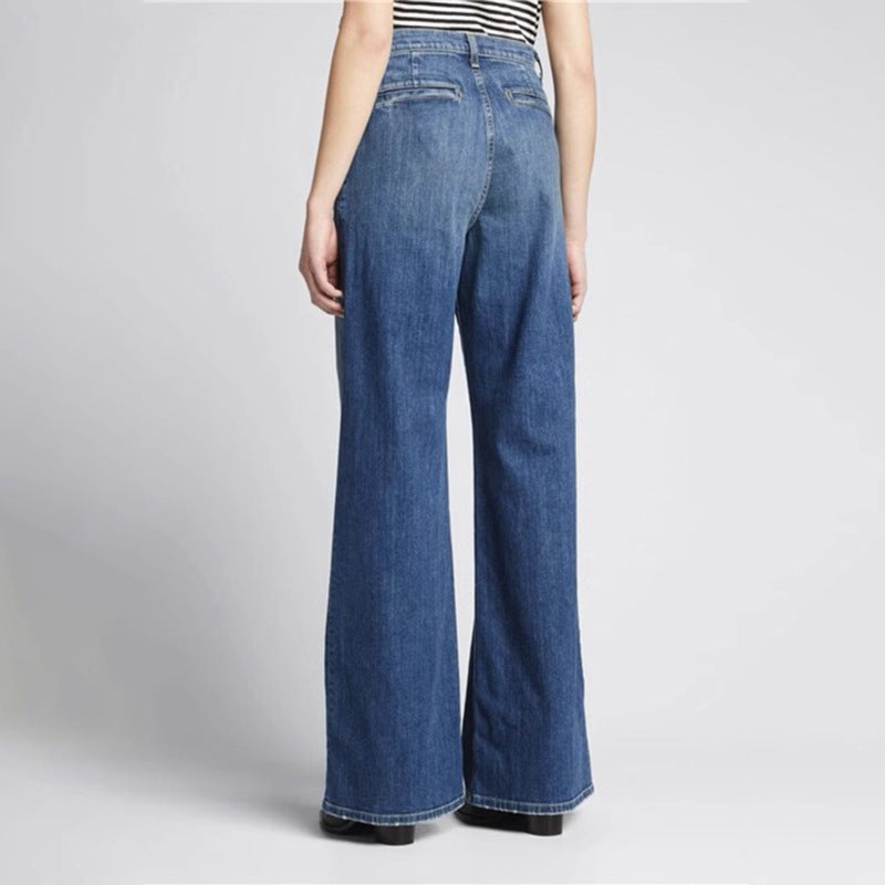 Damen Weite Jeans Hochbund Lässiger Schnitt