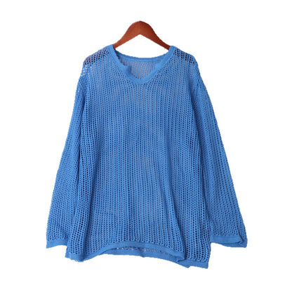 Damen Strickpullover Luftiger Mesh-Strick Modernes Design Beige