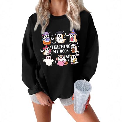 Damen Sweatshirt Halloween-Motiv Lässiger Schnitt Grün
