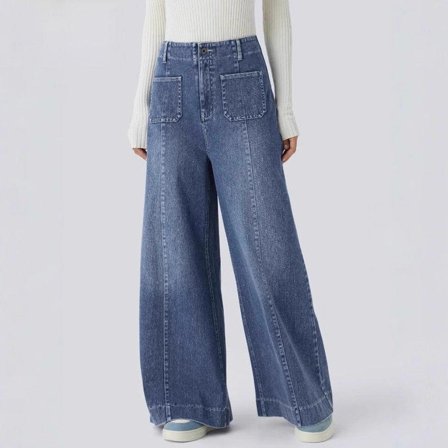 Damen Weite Jeanshose Hochtaschen Norvielle - Norvielle