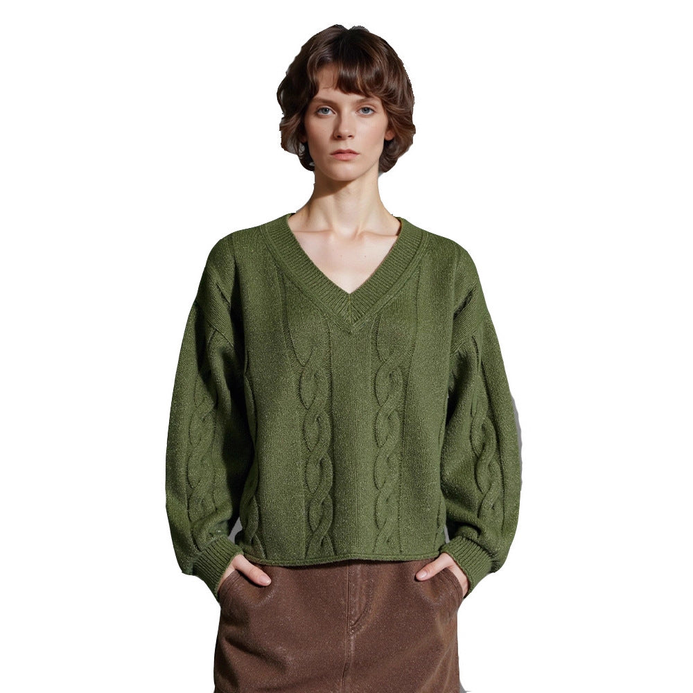 Damen Grobstrickpullover V-Ausschnitt Modern Norvielle