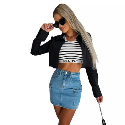 Damen Jeansrock Mit Taschen Modern