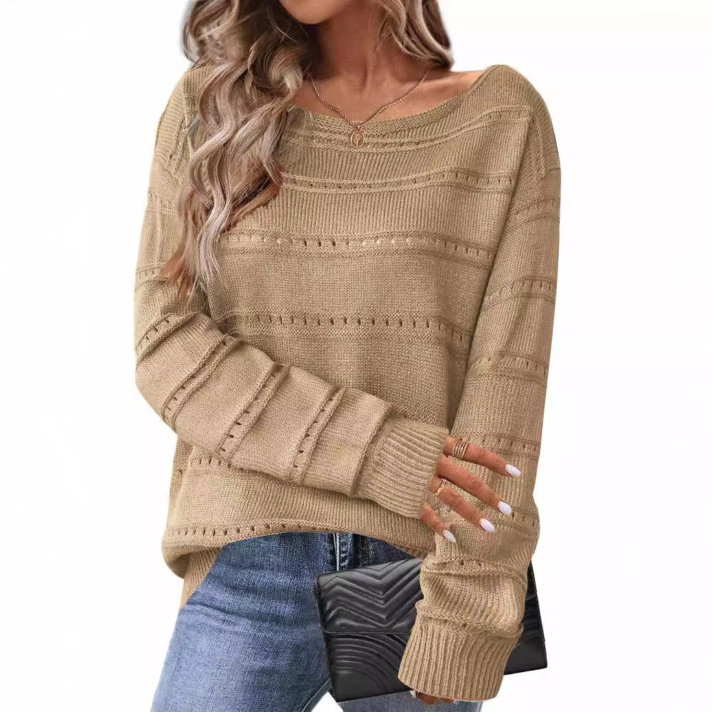 Damen Strickpullover Weit Geschnitten Luftige Struktur Norvielle