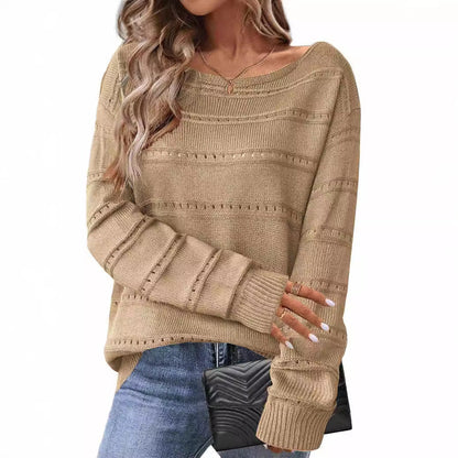 Damen Strickpullover Weit Geschnitten Luftige Struktur Norvielle