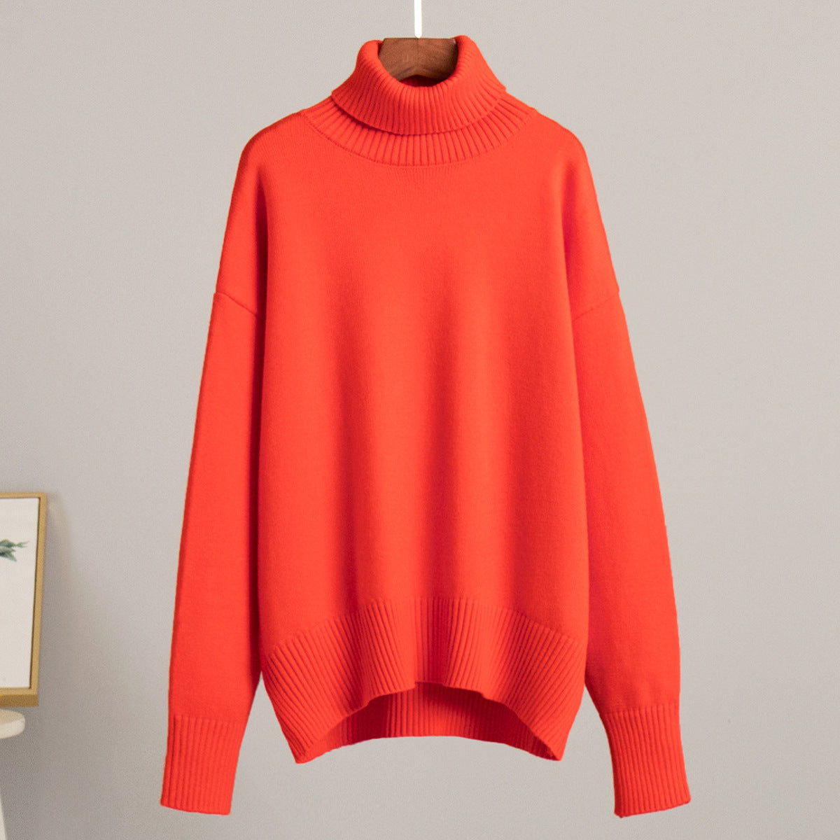Damen Strickpullover Lässig Warm Gerippter Saum