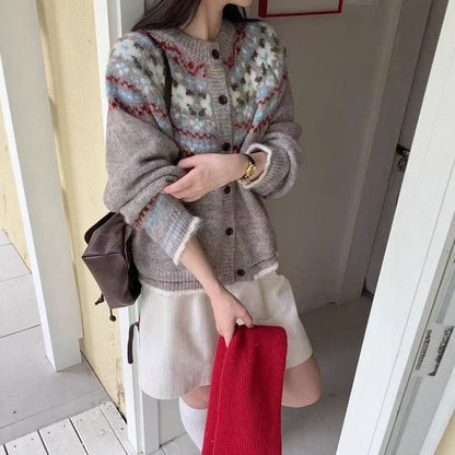 Damen Strickjacke Gemustert Bunt Norvielle - Norvielle