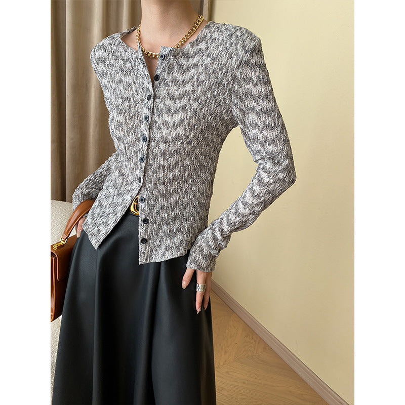 Damen Strickjacke Feinripp mit Knöpfen Elegantes Design