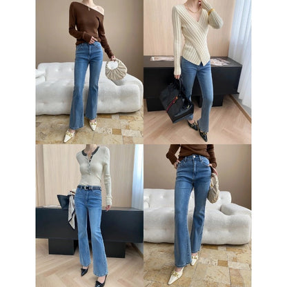 Damen High-Waist Jeans Leicht Ausgestellt Norvielle