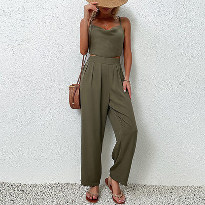 Damen Jumpsuit Weites Design Hochtaillierter Bund Norvielle