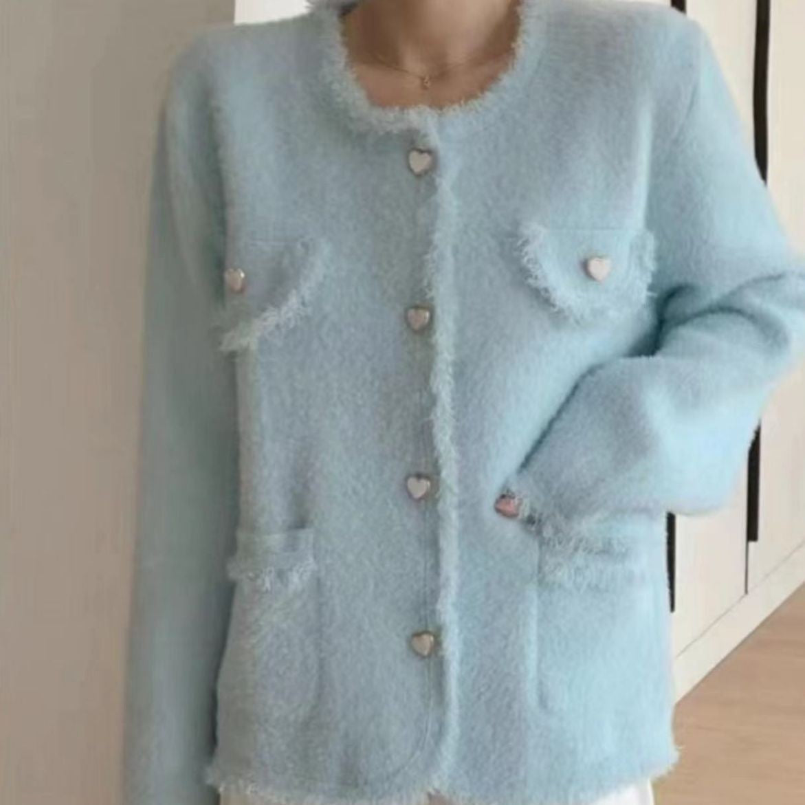 Damen Flauschcardigan mit Herzendetails