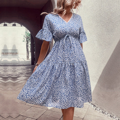 Damen Sommerkleid Taillenknoten Voluminöser Rock Norvielle - Norvielle