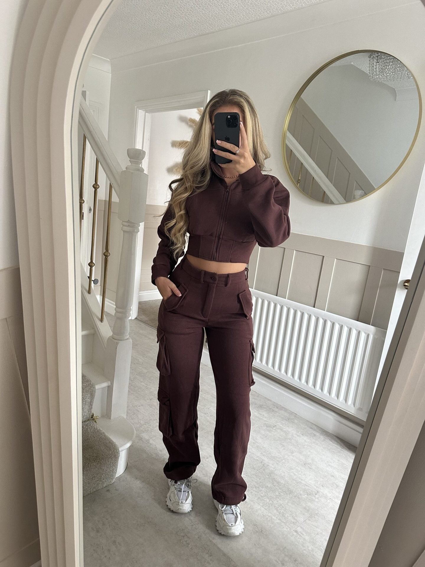 Damen Cropped Jacken Set Cargo Hosen Norvielle
