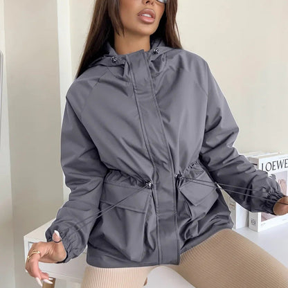 Damen Funktionsjacke mit Kapuze und verstellbarem Bund Norvielle