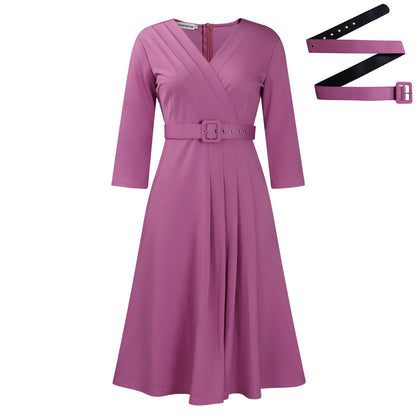 Damen Wickelkleid V-Ausschnitt Elegantes Taillieren Norvielle