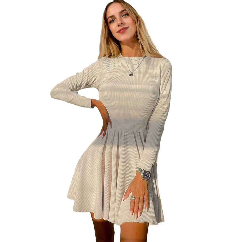 Damen Strickkleid Längsärmelig Schwingrock Norvielle