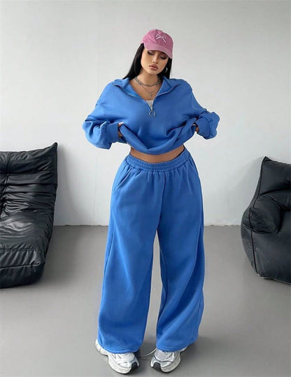 Damen Sportliches Hoodie und Sweathosen Set Baumwolle
