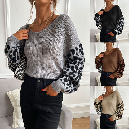 Damen Strickpullover mit Tiermuster Ärmel Norvielle - Norvielle