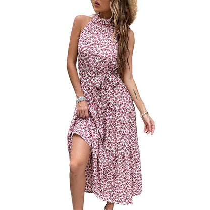 Damen Maxikleid Florale Rüschen Eleganter Taillengürtel