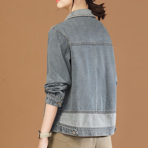 Damen Jeansjacke Strukturiertem Kragen