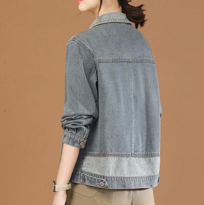 Damen Jeansjacke Strukturiertem Kragen