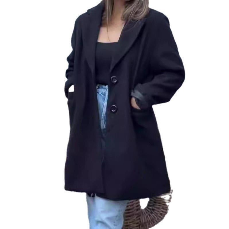 Damen Wollmantel Elegantes Design Reverskragen