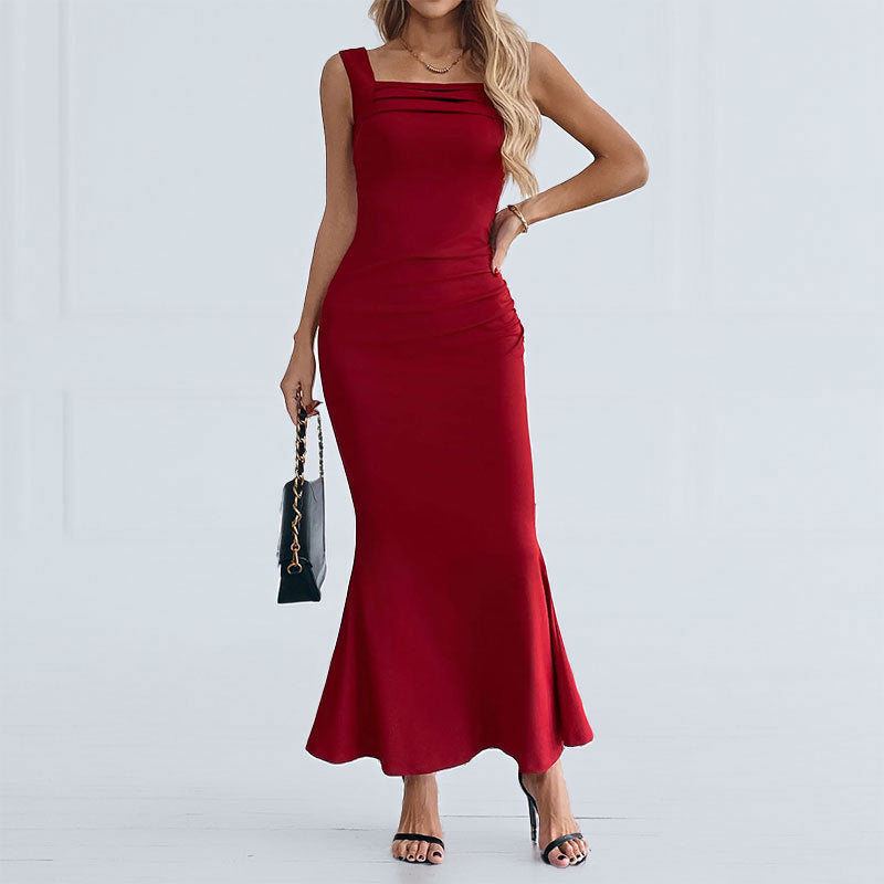 Damen Maxikleid Figurbetont U-Ausschnitt Elegantes Design - Norvielle