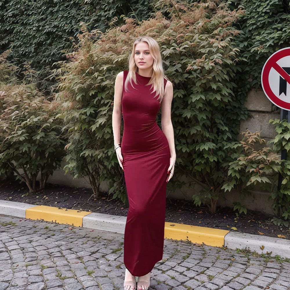 Damen Maxikleid Eleganter Schnitt Hochschlitz Norvielle