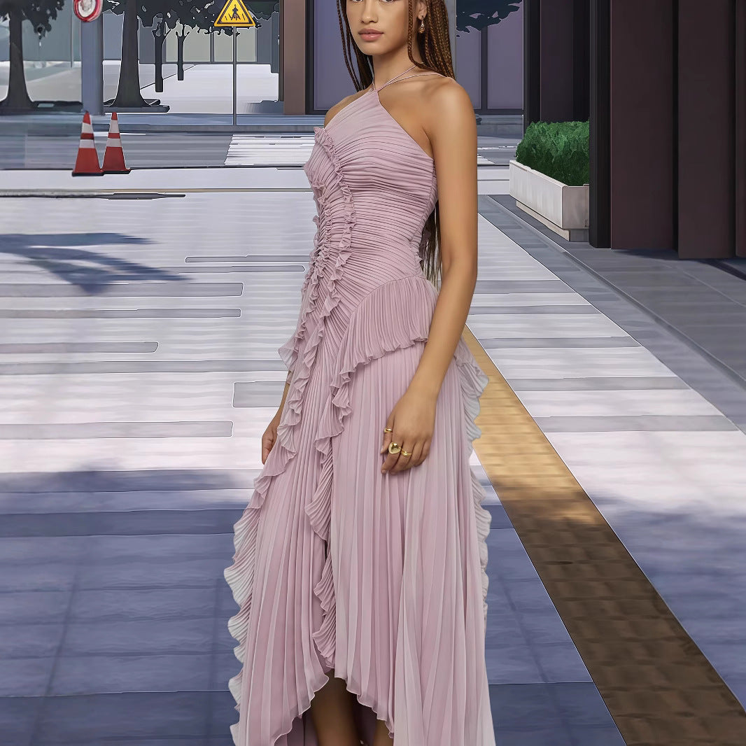 Damen Wickelkleid Faltenrock Asymmetrisch Norvielle