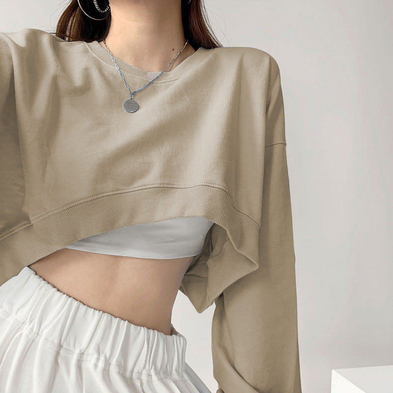 Damen Crop-Sweatshirt Weite Ärmel Modischer Schnitt