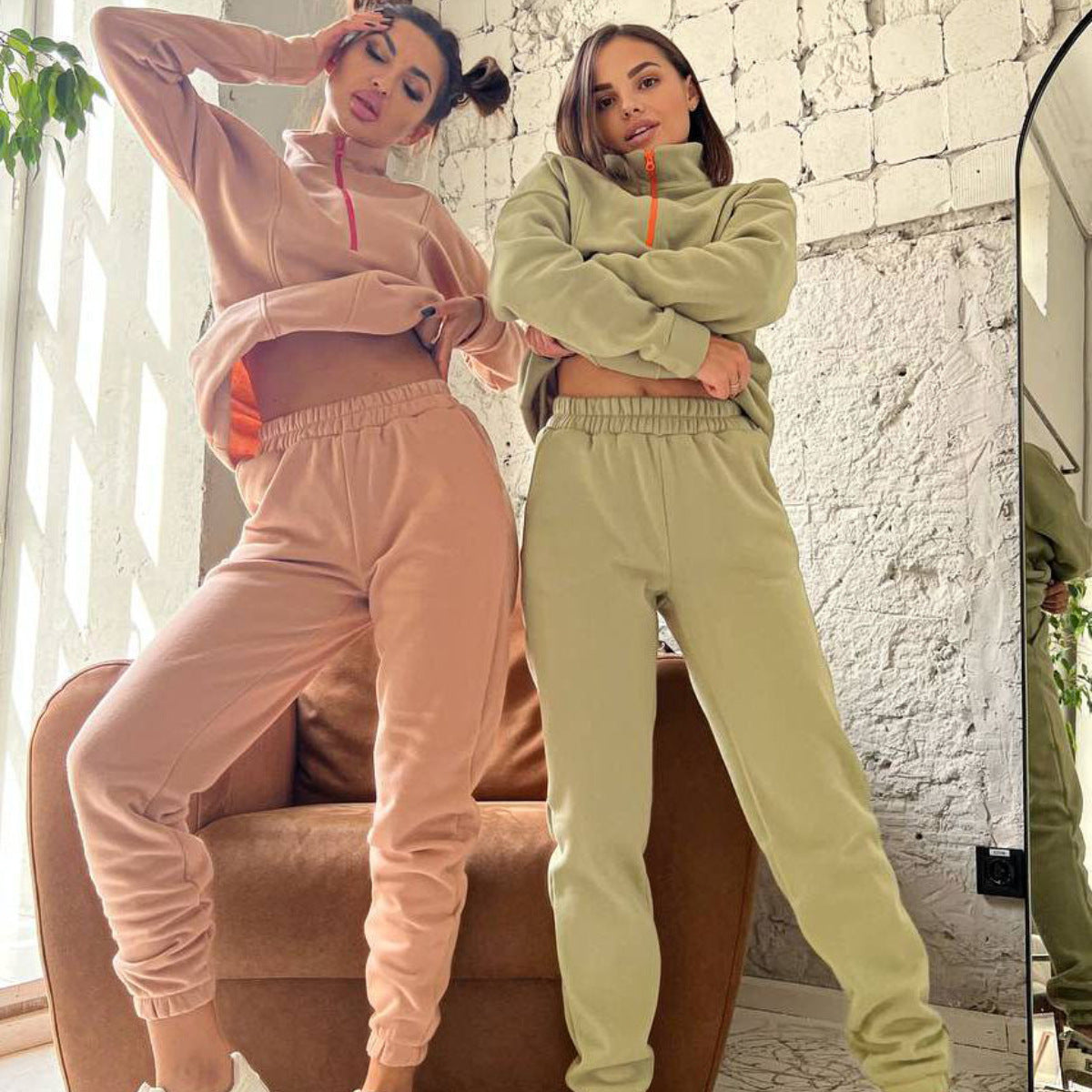 Damen Sportset Zip-Hoodie Jogginghose elastisch Norvielle