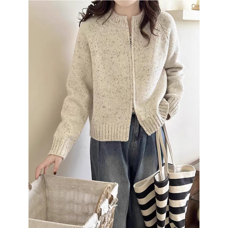 Damen Strickjacke Reißverschluss Hochkragen Norvielle