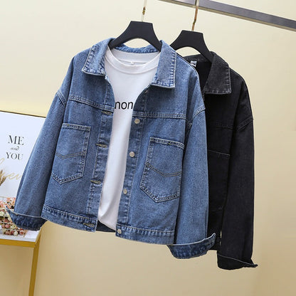 Damen Denimjacke Große Aufsetztaschen Blau Norvielle - Norvielle