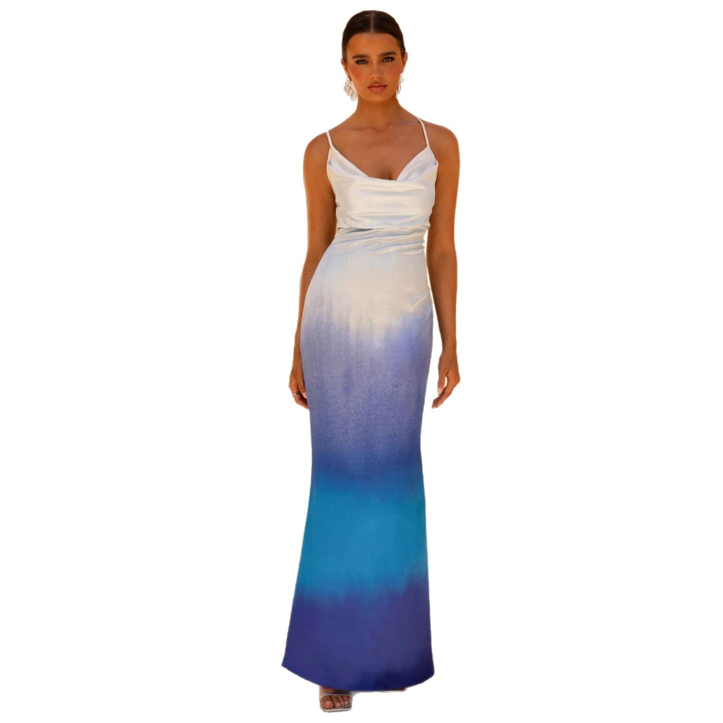 Damen Maxikleid Fließend V-Ausschnitt Norvielle