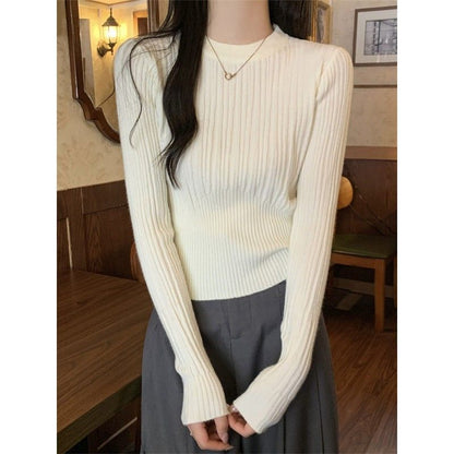 Damen Rippstrickpullover Verlängerte Ärmel Fein Norvielle