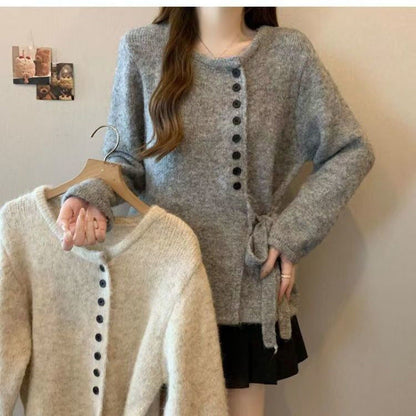 Damen Strickjacke mit Bindeband und Knöpfen Norvielle - Norvielle