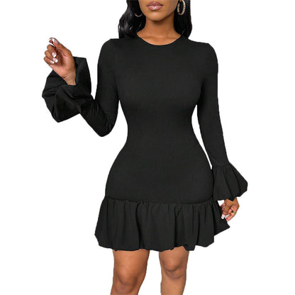 Damen Wickelkleid mit Flügelärmeln und Rüschensaum Norvielle