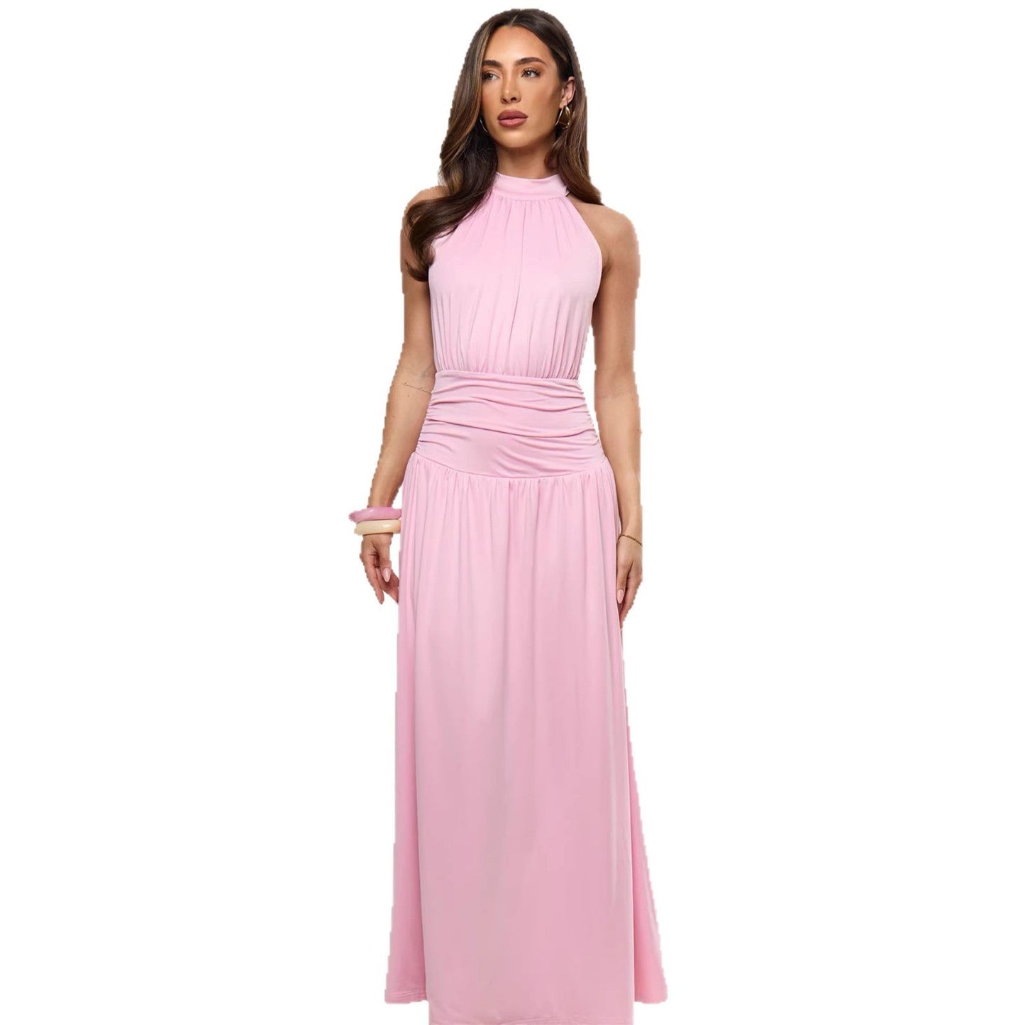 Damen Maxikleid Schimmernder Stoff Hochschlitz Norvielle