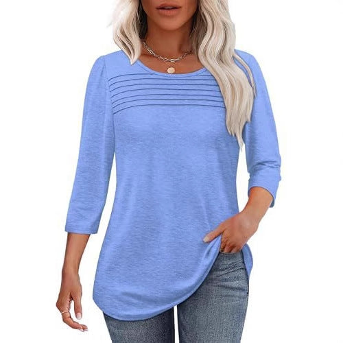 Damen Langarmshirt Plissee-Details Norvielle - Norvielle