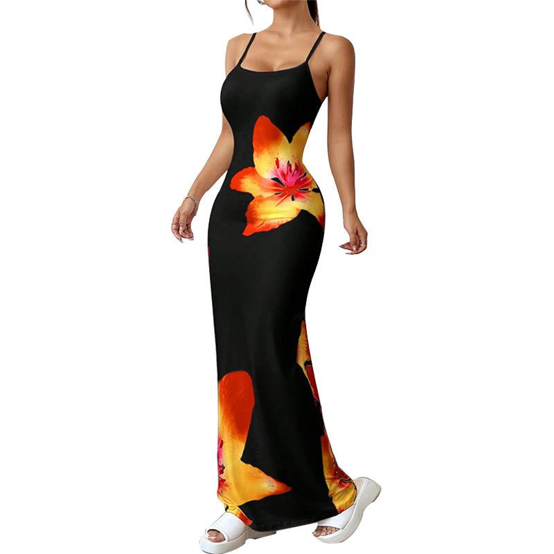 Damen Maxikleid Tailliert Floralmuster Norvielle